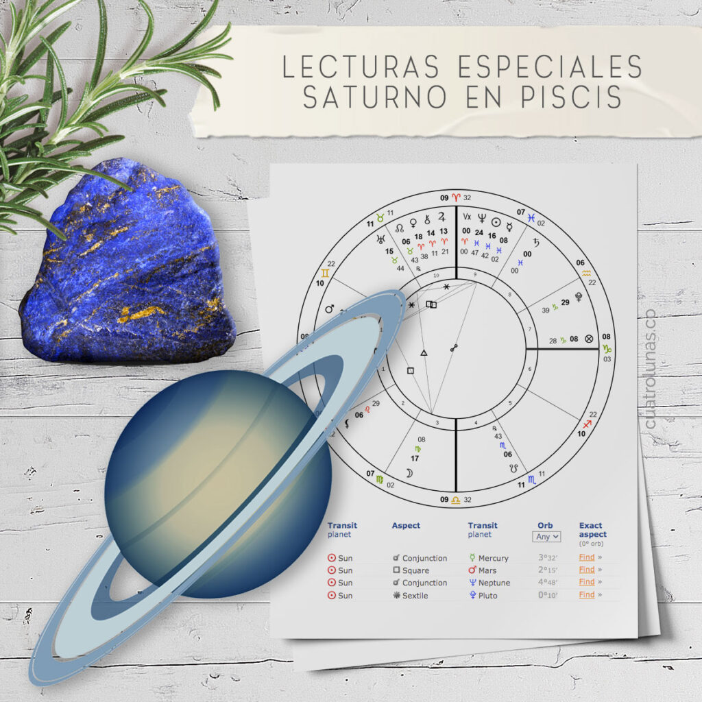 Lecturas Especiales 2024 Saturno en Piscis Online Cuatro Lunas